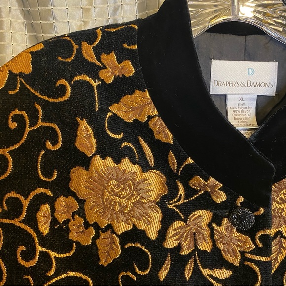 Drapers & Damon’s Vintage Floral Embellished Blazer Jacket Gold/Black Size XL - Picture 3 of 9